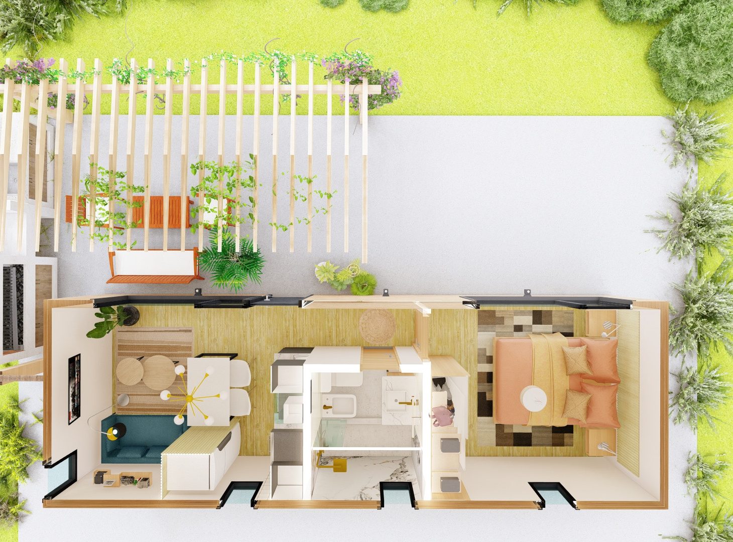 Planta completa del modelo M27 de un dormitorio